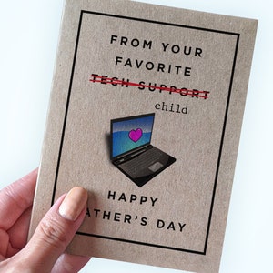Carte de fête des pères amusante - de votre support technique préféré - Bonne fête des pères 2024 - Carte de blague pour la fête des pères pour papa - Support technique pour enfants