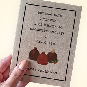 Carte de Noël cadeau chocolat - Carte de Noël travail - Carte chocolat amusante à offrir - Carte à offrir aux employés - Collègues