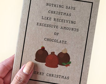 Holiday Chocolates Gift Card - Work Christmas Card - Funny Chocolate Card to Give With Gift - Card To Give To Employees - Co-Workers