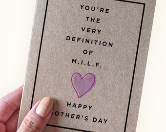 MILF Mothers Day Card from Husband - You're the Very Definition of MILF - Mothers Day For Wife, Mothers Day for Partner, Baby Mother