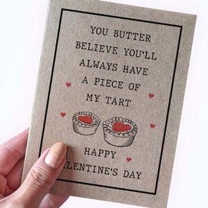 Butter Tart Pun carte de Saint-Valentin - Beurre, vous pensez que vous aurez toujours une part de ma tartelette - carte de Saint-Valentin pleine d'esprit - ringard Saint-Valentin