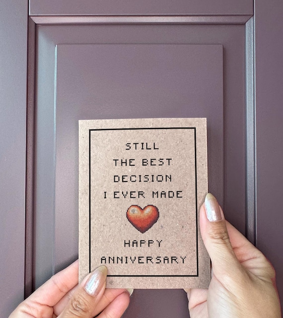 The Best Decision I Ever Made - Dating Wedding Anniversary Card For Husband Wife, Card For Boyfriend Girlfiend - Online Internet Dating Card