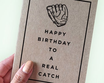 Carte d'anniversaire de baseball pour petit ami, joyeux anniversaire à une vraie capture, carte d'anniversaire de softball, carte d'anniversaire pour mari, anniversaire de petit ami