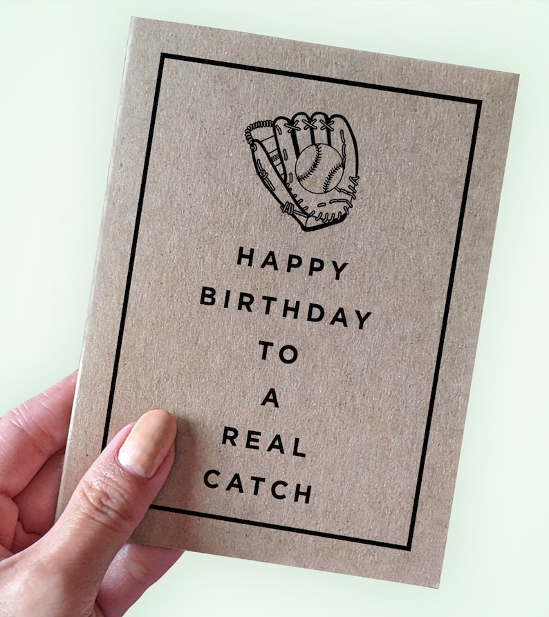 Baseball Fan Birthday Card Happy Birthday to a Real Catch Etsy Canada