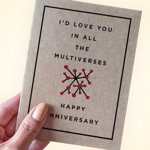 Multiverse Anniversary Card - I'd Love You In All The Multiverses - Modern Anniversary Card - Romantic Anniversary Card