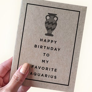 Joyeux anniversaire à mon Verseau préféré - carte d'anniversaire signes du zodiaque - cartes d'anniversaire pour Verseau - carte de voeux A2 - carte kraft recyclée