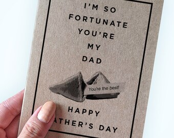 I'm So Fortunate You're My Dad - Sweet Sentiment Card for Dad - Kraft A2 Card - Father's Day - Retro Style Image