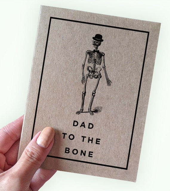 Vintage Style Father's Day Card - Dad to the Bone - Father's Day Card from Child - 2025 Father's Day Card - Kraft Father's Day Card