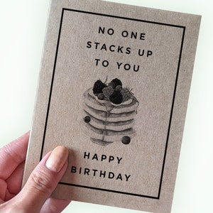 Carte d'anniversaire drôle de jeu de mots de crêpes pour petit ami, personne ne peut s'empiler pour vous, carte de joyeux anniversaire pour papa, carte d'anniversaire sur le thème du brunch de crêpes pour femme