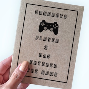 Carte de baby shower sur le thème du jeu vidéo pour les nouveaux parents, félicitations au joueur 3, cartes de baby shower amusantes et uniques pour frère