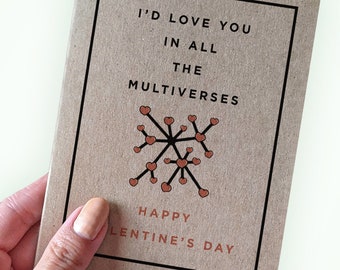 Multiverse Valentine's Card - I'd Love You In All The Multiverses - Happy Valentine's Day - Romantic Valentine's Card for Comic book lover