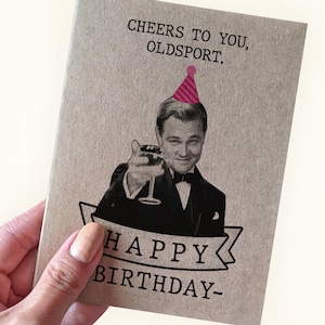 Cartes d'anniversaire amusantes pour les fans de littérature Great Gatsby - Bravo à vous Old Sport carte d'anniversaire Great Gatsby - carte de voeux A2 - carte d'anniversaire