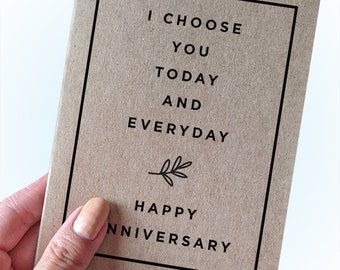 Intimate Anniversary Card Sentiments - I Choose You Today and Everyday - Happy Anniversary - Wedding Anniversary For Wife for Husband