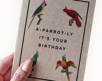 Tarjeta de cumpleaños de loro - Tarjeta con juego de palabras de loro ¡Es tu cumpleaños! - Linda tarjeta de cumpleaños - Tamaño A2 - Tarjeta de felicitación reciclada