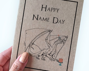 Name Day Card - Game of Dragons - Happy Name Day - Dragon Birthday Card - Fictional Dragon Show Birthday Card - Medieval Fantasy Birthday