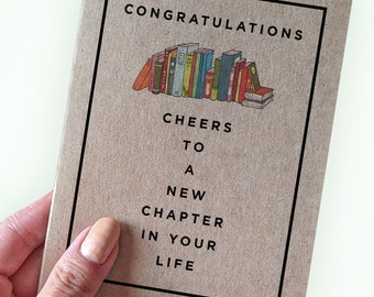 English Literature Graduation Card - Congratulations Cheers To A New Chapter in Your Life - Librarian Grad Card - A2 Greeting Card