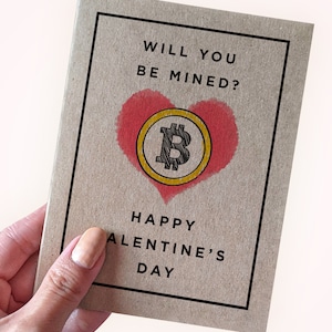 Carte de Saint-Valentin Bitcoin Pun - Serez-vous miné ?   Joyeuse Saint-Valentin - Carte de Saint-Valentin Crypto - Carte de Saint-Valentin pour lui