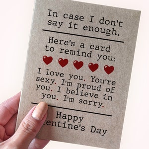 Carte de Saint-Valentin - Douce carte de Saint-Valentin - Carte de Saint-Valentin romantique - Carte pour mari - Carte pour femme