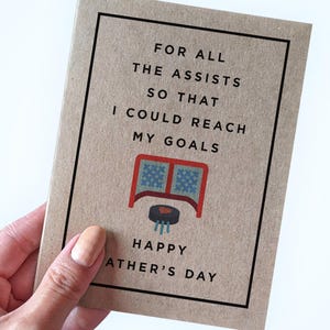 Cartes de hockey pour la fête des pères, pour toutes les passes décisives pour que je puisse atteindre mes objectifs, jolies cartes pour la fête des pères, carte amusante pour la fête des pères