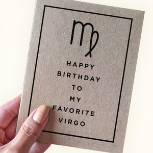 Joyeux anniversaire à ma Vierge préférée - carte d'anniversaire du zodiaque Vierge - cartes d'anniversaire pour les Vierges - carte de voeux A2 - carte d'anniversaire recyclée
