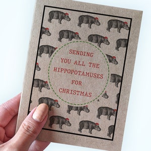 Carte chanson Hippopotamus pour Noël - Carte de chanson de Noël amusante - Carte de Noël amusante - Nous vous envoyons tous les hippopotames pour Noël