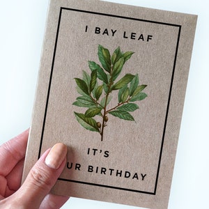Bay Leaf Pun Birthday Card - I Bay Leaf Your Birthday - Herbs Pun Birthday Cards - Bay Leaf Birthday Cards For Mom - Kraft A2 Size