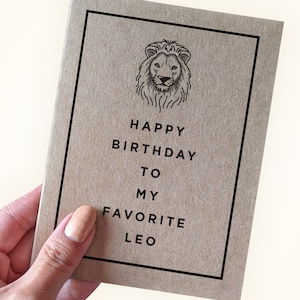 Joyeux anniversaire à mon Lion préféré - carte d'anniversaire Lion zodiaque - cartes d'anniversaire pour Lion - carte de voeux A2 - carte kraft recyclée - zodiaque