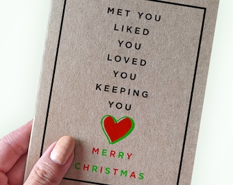 Love You Christmas Card for Couple Card, Boyfriend Card, Girlfriend Card for Christmas - Romantic Christmas Card for Her