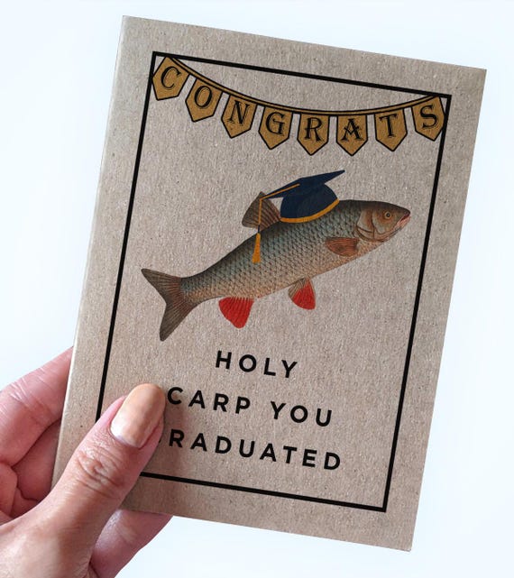 Holy Carp Graduation Card, Holy Carp You Graduate, Fish Graduation Card 2025, Cute Pun Graduation Card, Card For New College Graduate