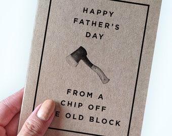 Father's Day Card for Dad from Son - Like Father, Like Son - Happy Father's Day From A Chip off the Old Block- A2 Greeting Card - Kraft Card