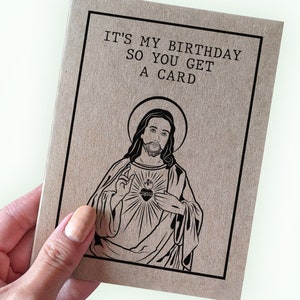 Une carte de Noël de Jésus - c'est mon anniversaire, alors vous obtenez la carte - carte religieuse drôle de vacances - carte de Noël drôle - des cartes pour vous !