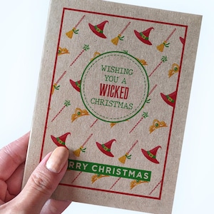 Une carte de Noël méchante - en vous souhaitant un Noël méchant - carte de vœux sur le thème de la sorcière - carte de joyeux Noël - motif de Noël Culture pop
