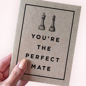 Carte d'anniversaire d'échecs - Vous êtes le partenaire idéal - Carte de Saint-Valentin d'échecs - Amour - Mariage - Carte de voeux A2 - Carte Kraft