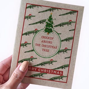Faire le tour du sapin de Noël, jolies cartes de Noël, cartes de vœux avec jeu de mots avec un animal, cartes de vœux pour toute la famille - Cartes faites main