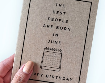 Simple June Birthday Card - The Best People Are Born in June - Birthday Card for People Born in June - June Birthday Card