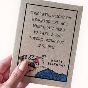 Carte d'anniversaire drôle de 40e anniversaire pour un ami, carte d'anniversaire de blague pour la sieste, carte d'anniversaire amusante pour 35e anniversaire, carte de blague d'anniversaire endormie pour femme, anniversaire de mari