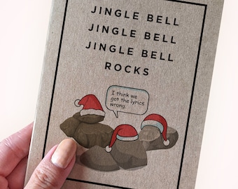 Funny Christmas Songs Card - Jingle Bell, Jingle Bell Jingle Bell Rocks - Holiday Songs Misheard Lyrics Parody Card - Funny Christmas Cards