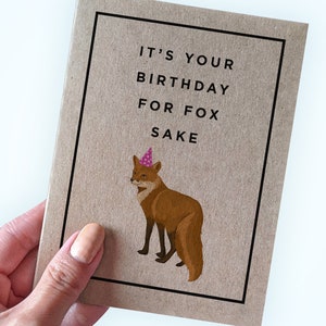 Carte d'anniversaire jeu de mots animaux renard - c'est votre anniversaire pour l'amour du renard - carte d'anniversaire drôle - carte d'anniversaire Kraft