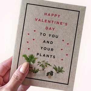 Carte de Saint-Valentin végétale amusante - Joyeuse Saint-Valentin à vous et vos plantes - Carte de Saint-Valentin végétale - Carte pour amis plantes