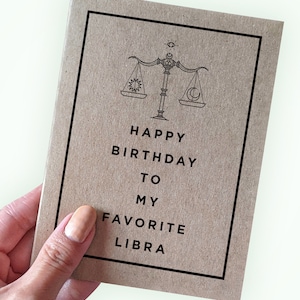 Happy Birthday to my Favorite Libra - Libra Zodiac Birthday Card - Birthday Cards for Libra - A2 Greeting Card - Recycled Kraft Card