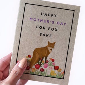 Fox Mother's Day Card - Happy Mother's Day For Fox Sake - Animal Mother's Card- Recycled Paper Mother's Day - Fox Pun 2025 Mother's Day Card