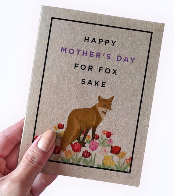 Fox Mother's Day Card - Happy Mother's Day For Fox Sake - Animal Mother's Card- Recycled Paper Mother's Day - Fox Pun 2025 Mother's Day Card
