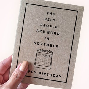 Carte d'anniversaire simple de novembre - Les meilleures personnes sont nées en novembre - Carte d'anniversaire pour les personnes nées en novembre - Anniversaires de novembre