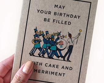 Carte d'anniversaire joyeux chorégraphie de fanfare, que votre anniversaire soit rempli de gâteaux et de gaieté, carte d'anniversaire drôle d'émission de télévision Milchick