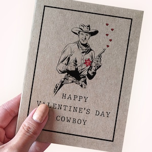 Carte de Saint-Valentin cow-boy - cow-boy de la Saint-Valentin heureuse - carte de voeux A2 - carte Kraft recyclée - carte de Saint-Valentin pour mari