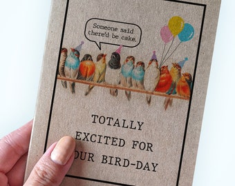 Funny Bird Pun Birthday Card - Totally Excited for Your Bird-Day - Funny Birthday Card for Friend or Family - Birthday Party Card