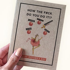 Carte Jonglerie pour la fête des mères - Comment faut-il faire ?  Carte drôle de fête des mères - carte d'humour de style meme - carte de bonne fête des mères - recyclable