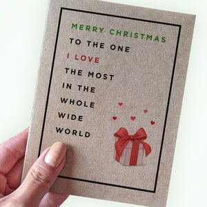 Joyeux Noël à celui que j'aime le plus au monde - Carte de Noël amour simple - Carte pour mari, petit ami, femme