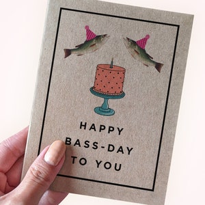 Carte d'anniversaire de jeu de mots de poisson achigan pour mari, carte d'anniversaire humoristique pour petit ami pêcheur de bar, carte d'anniversaire pêcheur papa