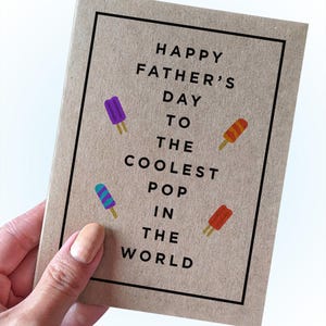 Carte de fête des pères pop la plus cool, bonne fête des pères à la pop la plus cool du monde, jeu de mots carte de fête des pères, cartes drôles de fête des pères 2025